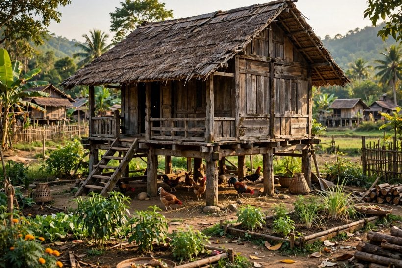 house on stilts: breezy raised porch and steps