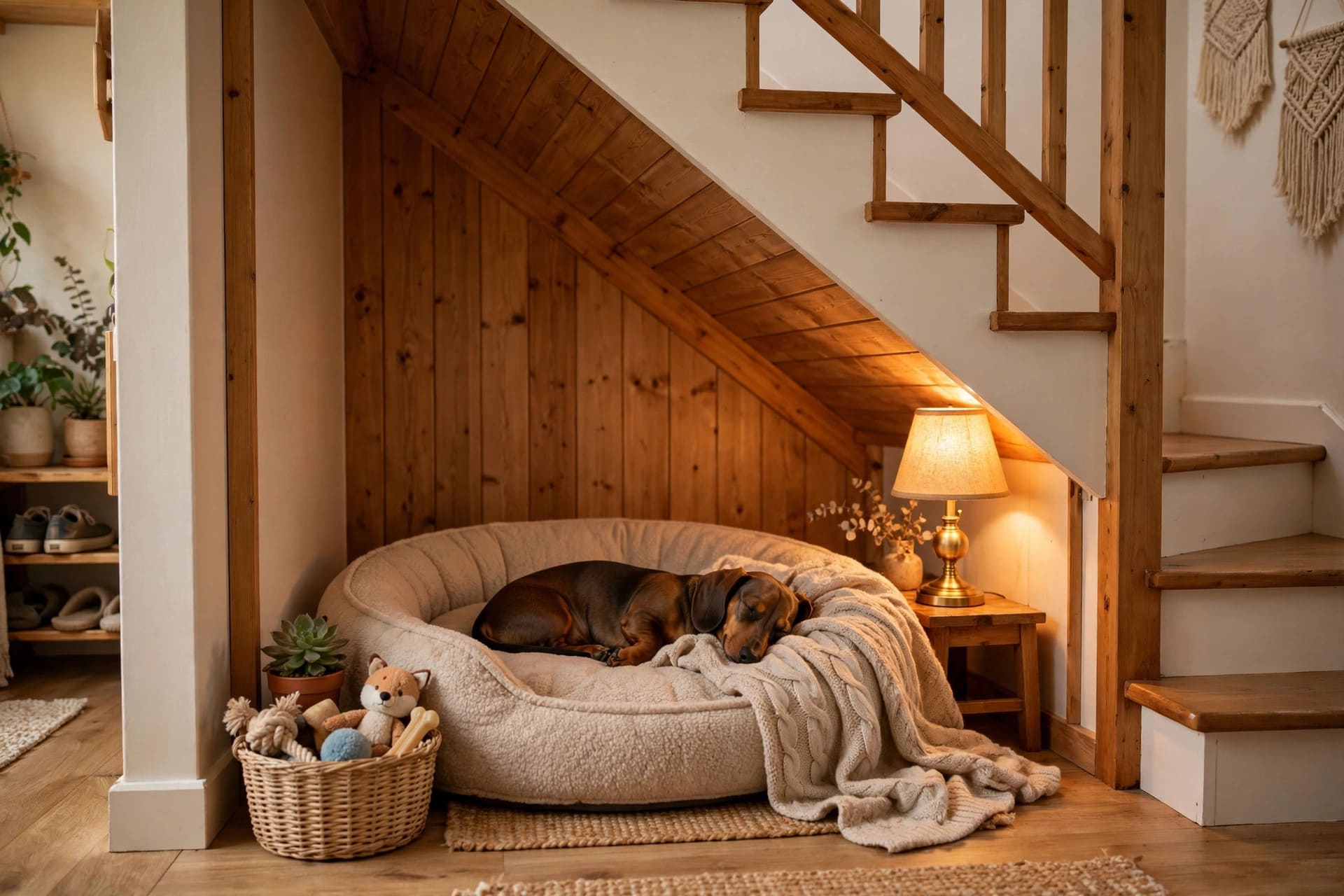housepets forum: cosy pet bed with blankets in a sunny corner beside a sofa