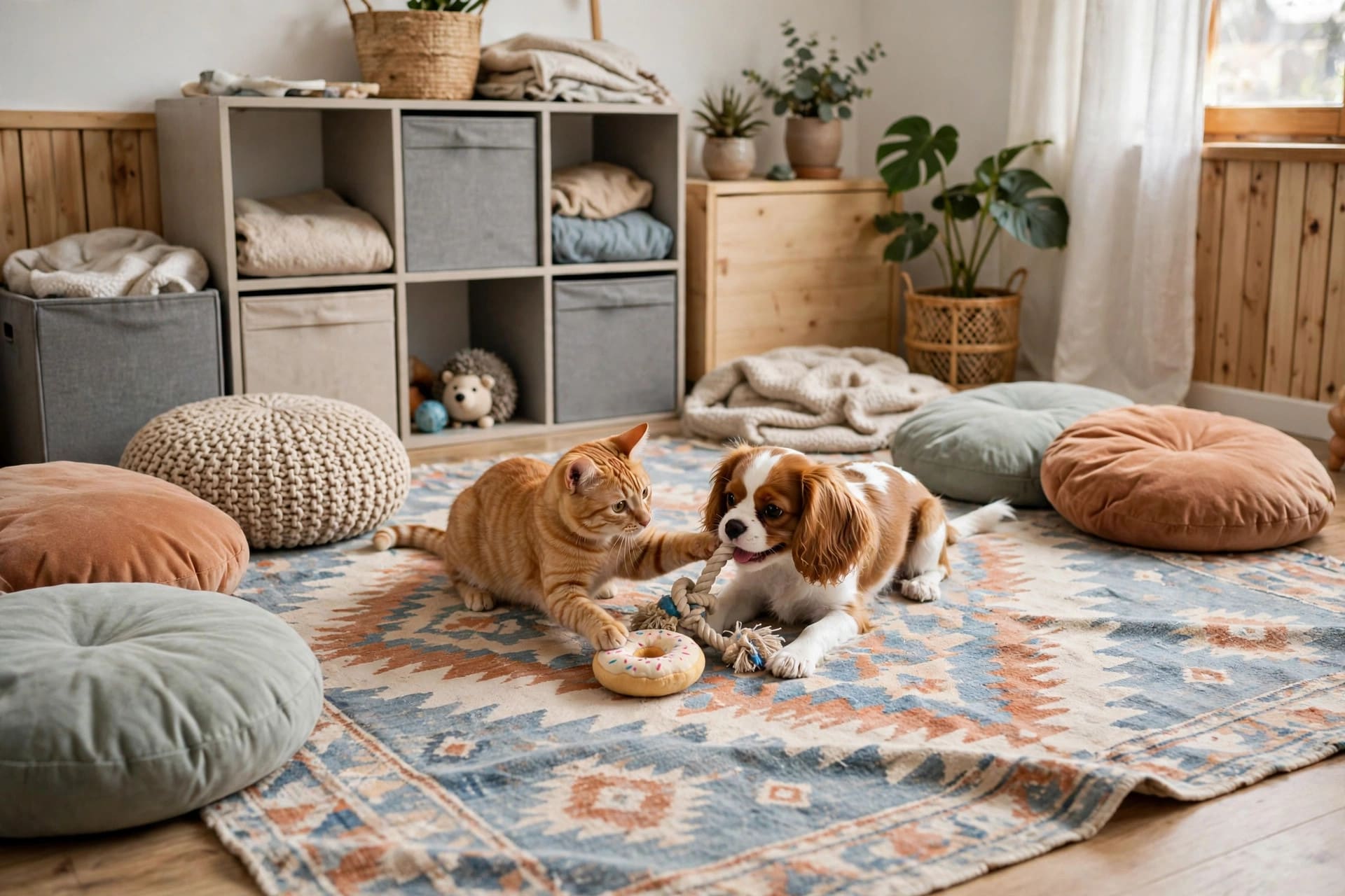 housepets forum: small apartment layout with compact pet zones and vertical cat shelves