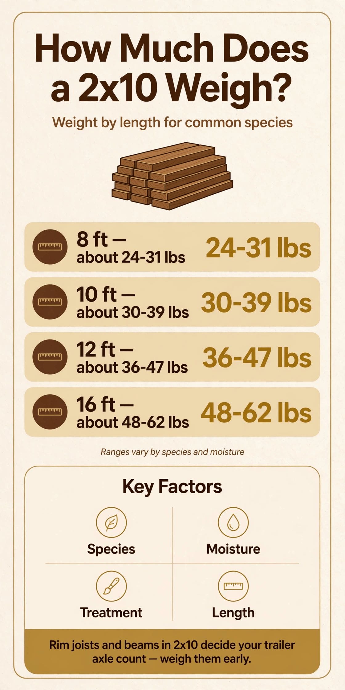 how much does a 2x10 weigh