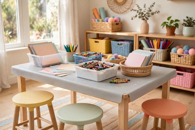 ideas for craft room: compact craft corner in a shared room
