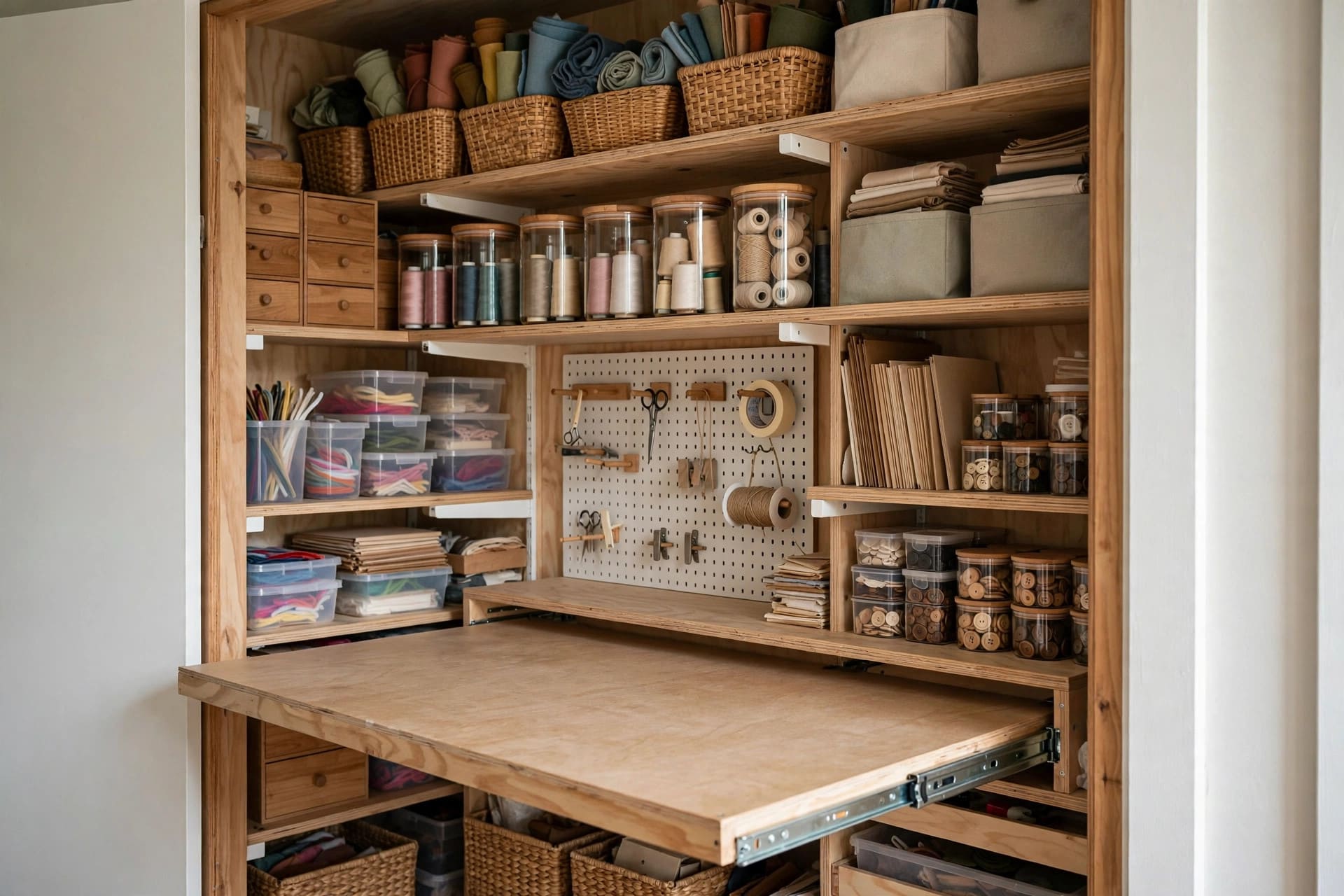 ideas for craft room: colourful walls with good daylight and task lighting