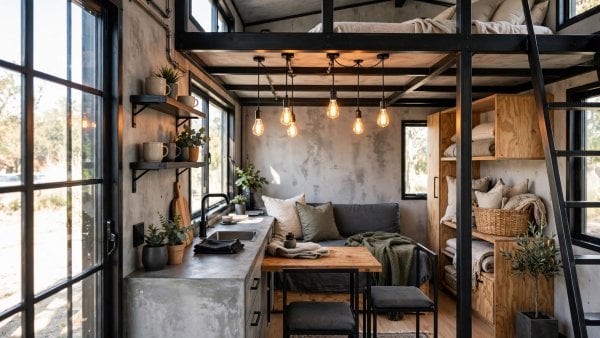 industrial tiny house interior