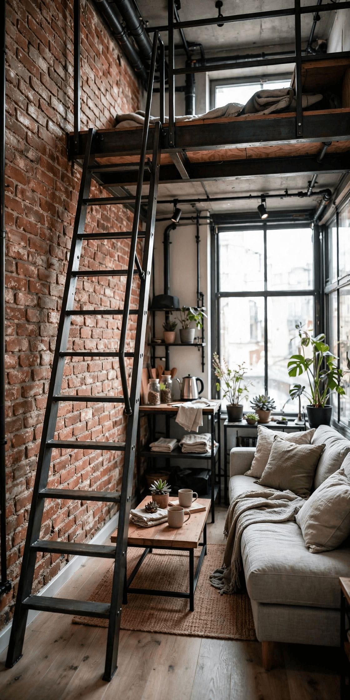 industrial tiny house interior