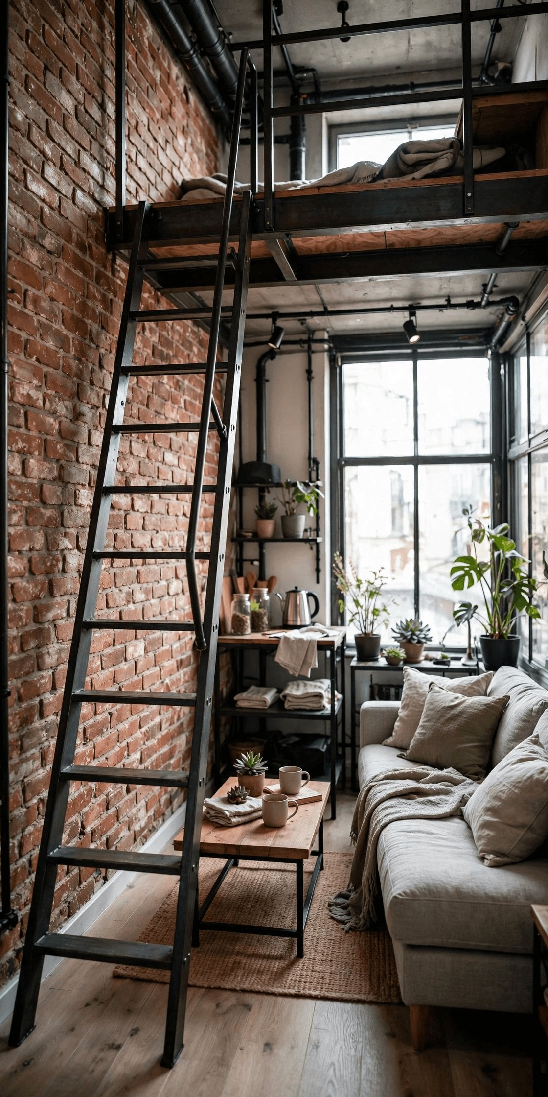 industrial tiny house interior