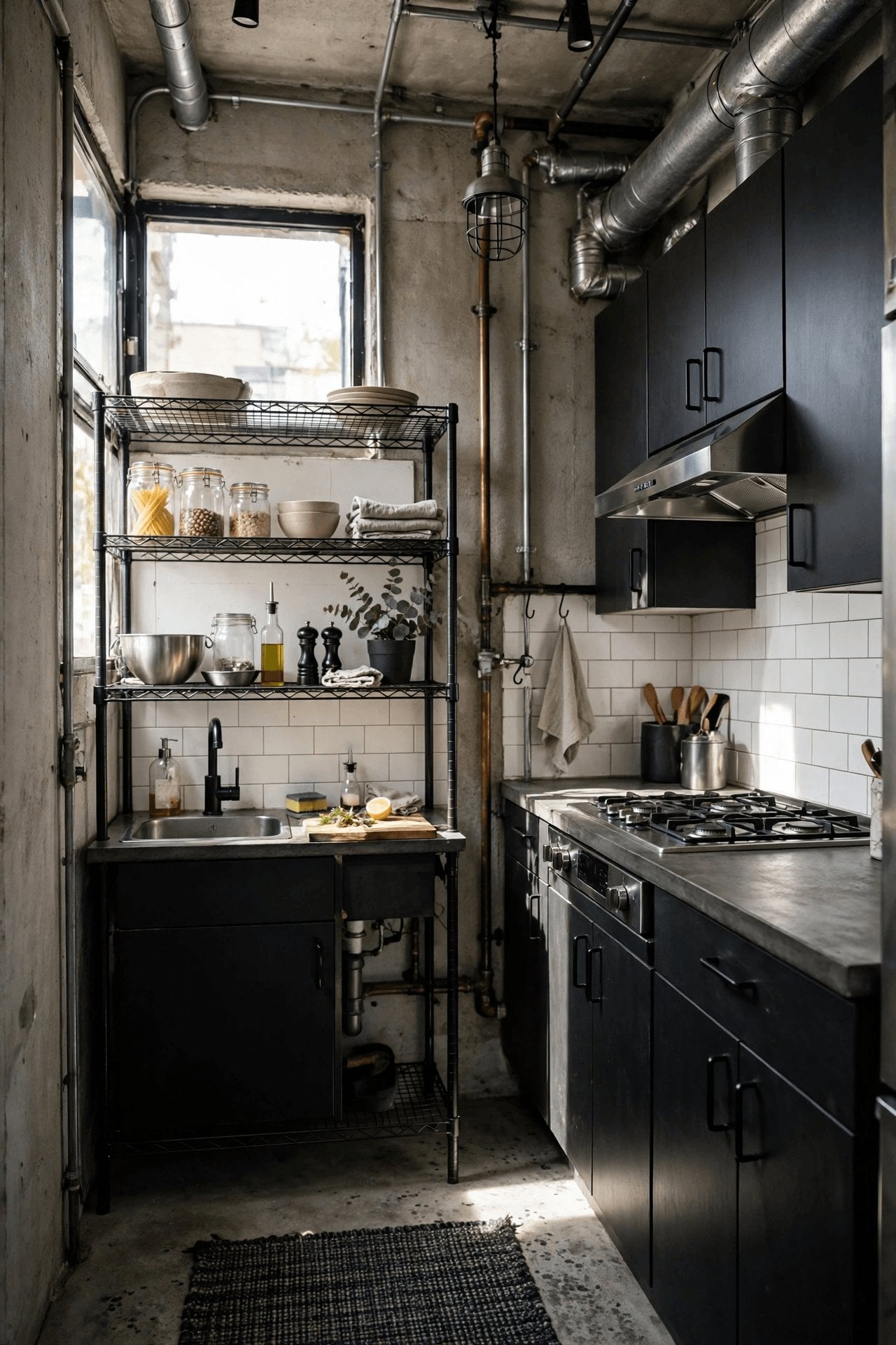 industrial tiny house interior