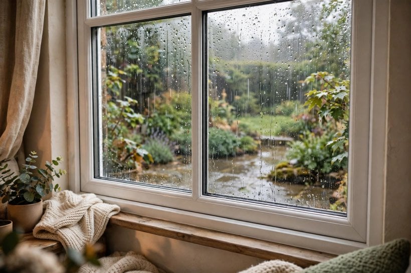 vinyl replacement windows: finished window installation with neat trim and sill