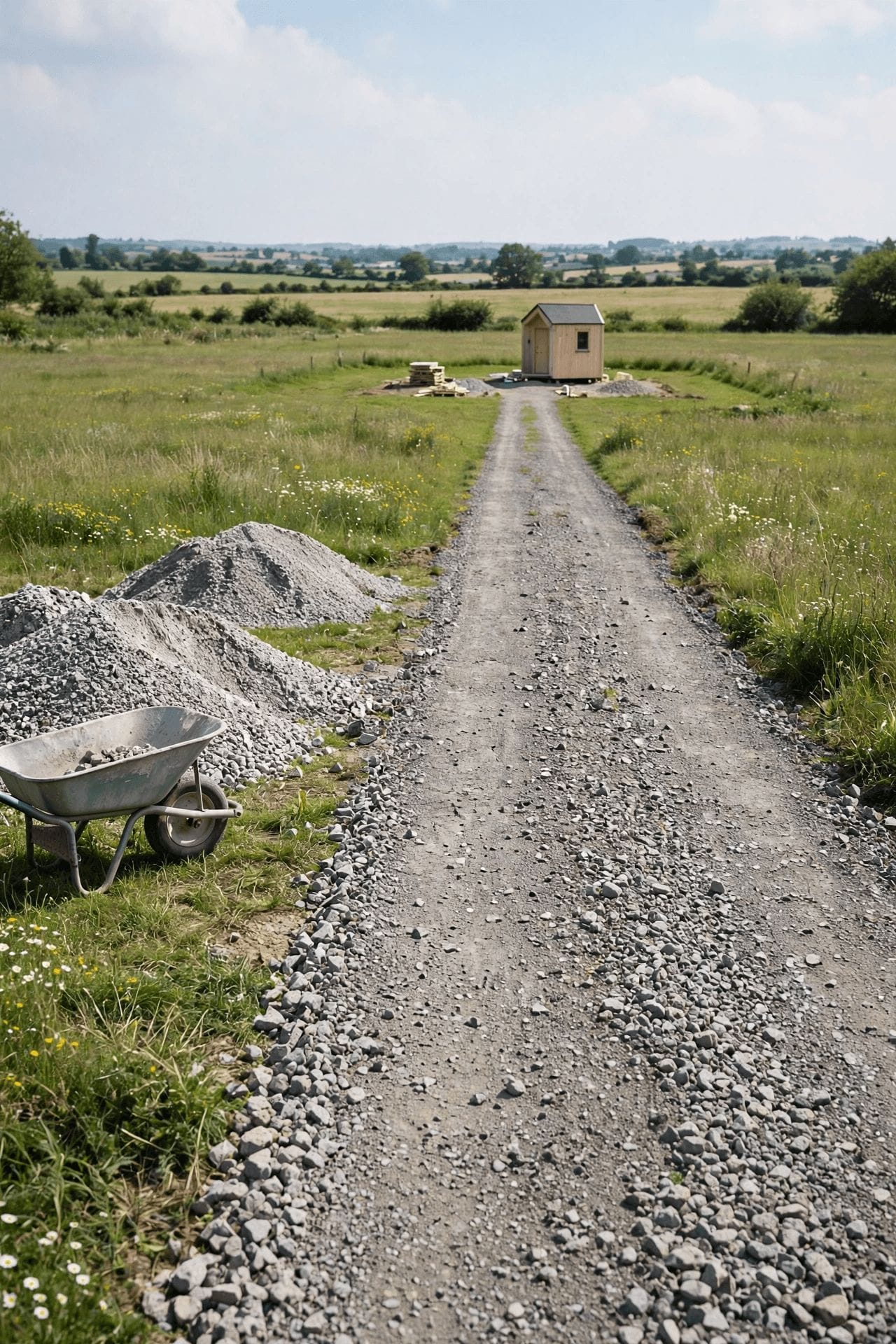 land cost tiny house pin showing driveway, utility distance and survey costs on rural land