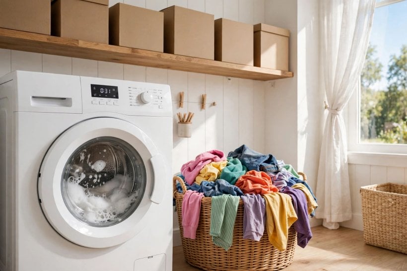 oxiclean vs borax: coloured laundry soaking in an oxygen booster solution