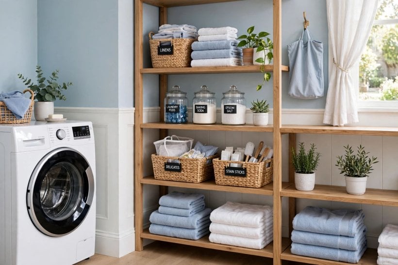 laundry room dimensions: folding counter with wall cabinets above