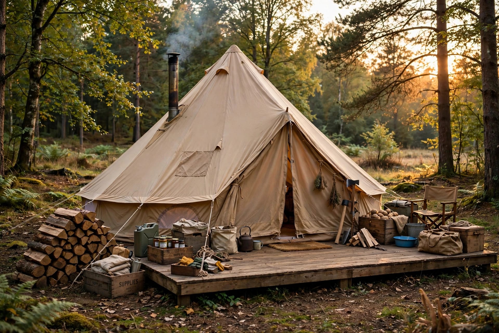 living in a tent