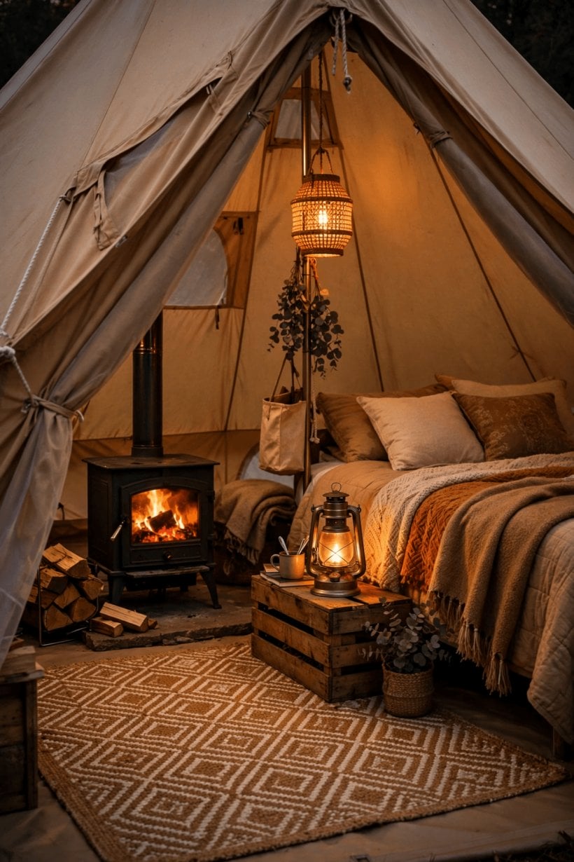 living in a tent