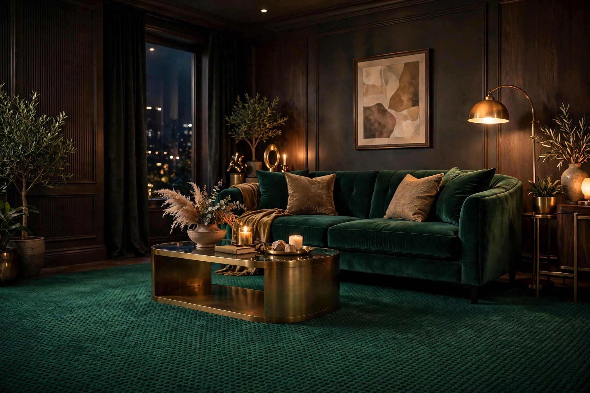 living room carpet: a generous rug with all seating legs gathered on it