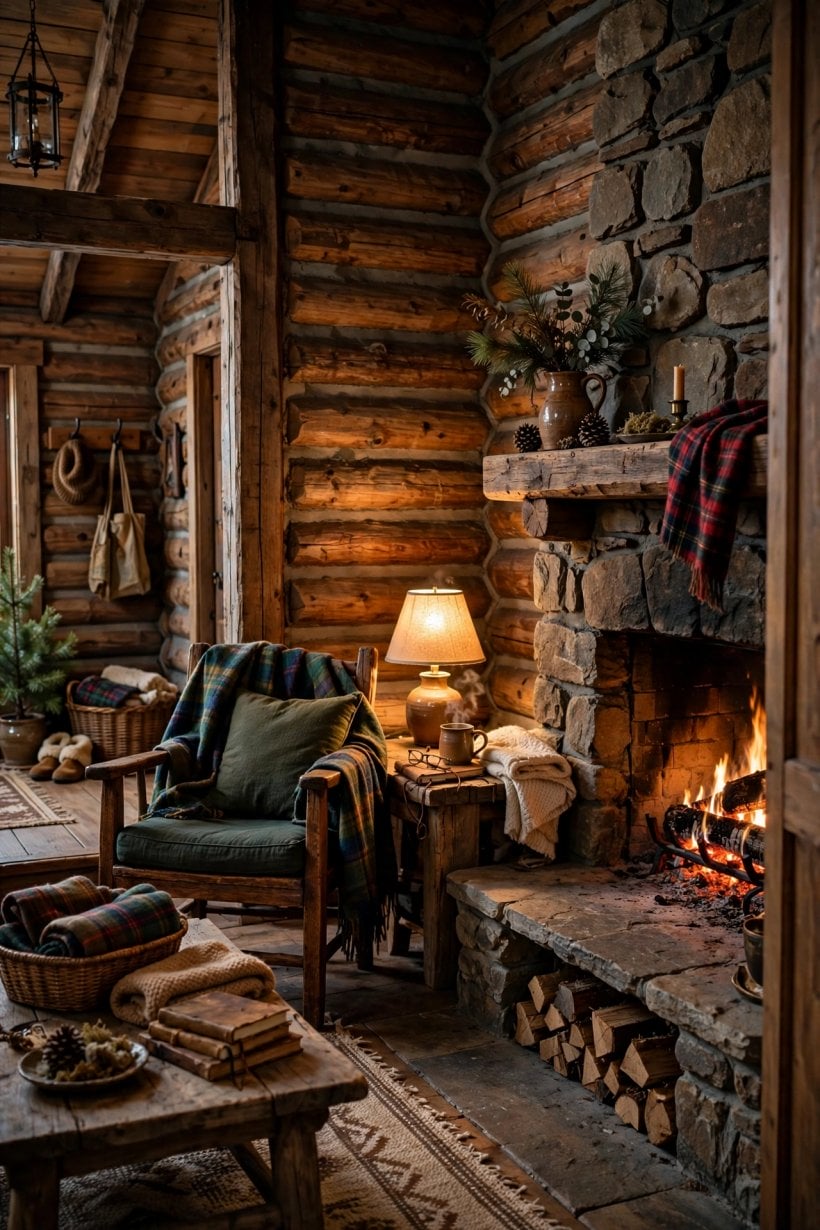 log cabin inside
