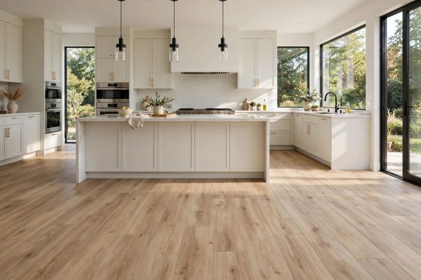 coretec flooring reviews 2018: rigid-core planks laid in a bright living room