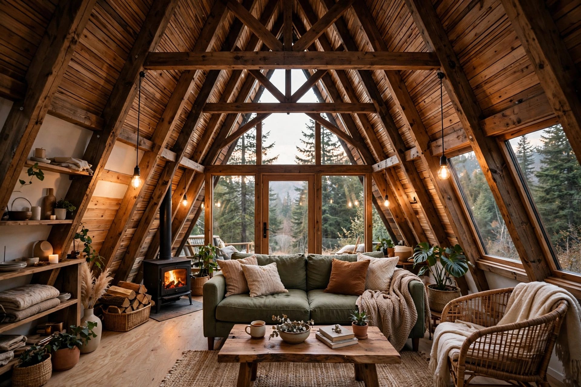 a-frame tiny house interior