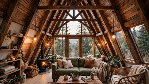 a-frame tiny house interior