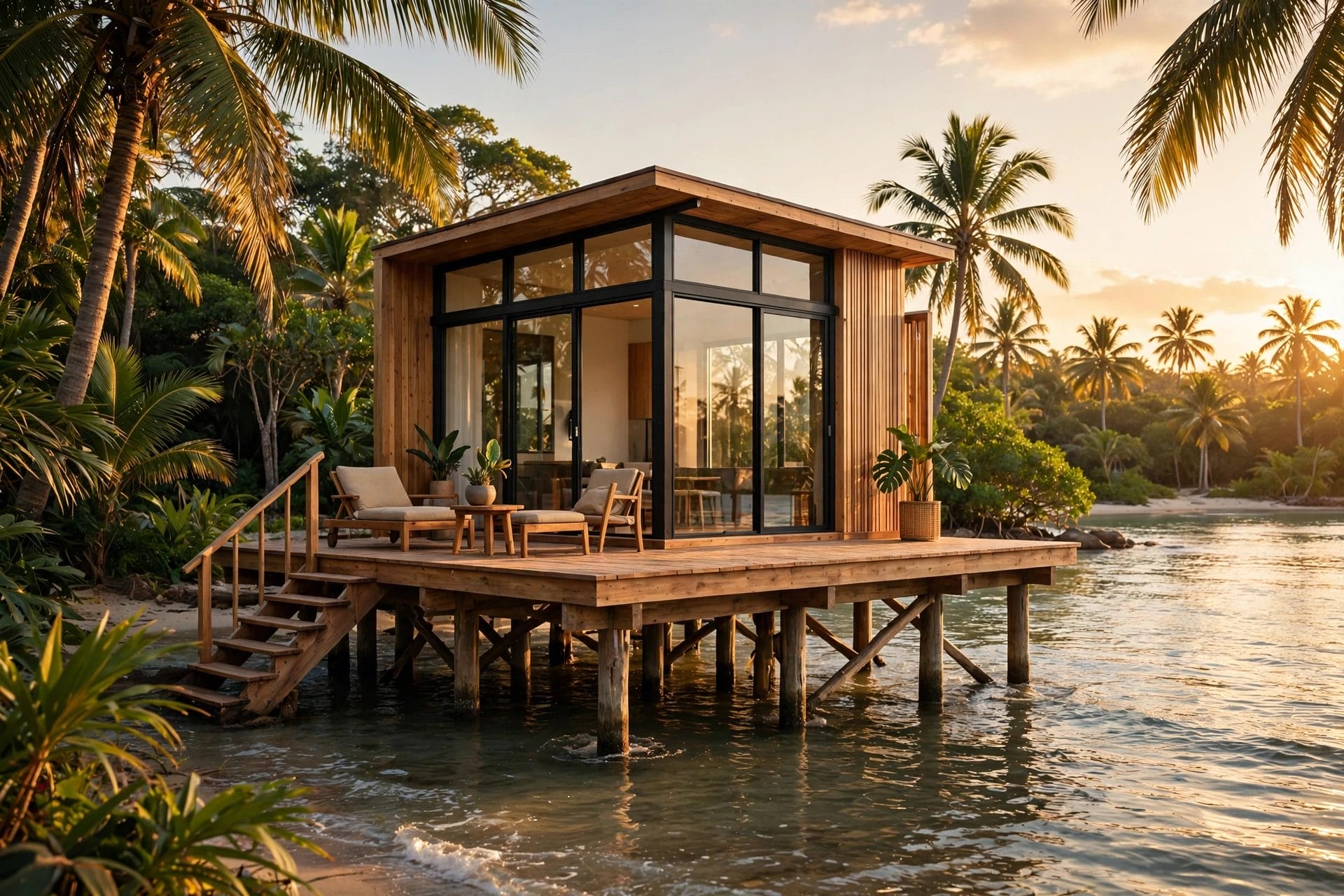 tiny stilt house design elevated on piers