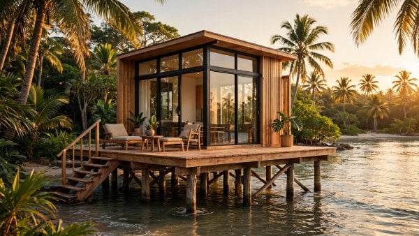 tiny stilt house design elevated on piers