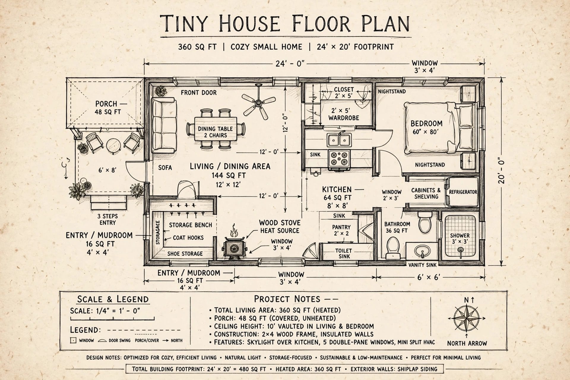 how much square feet are in a tiny house