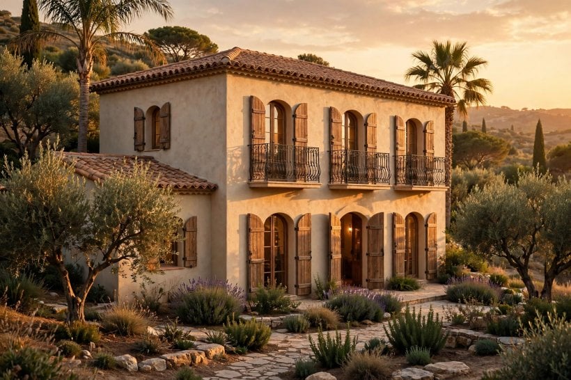 photos mediterranean beige homes: terracotta tiled roof over warm beige walls