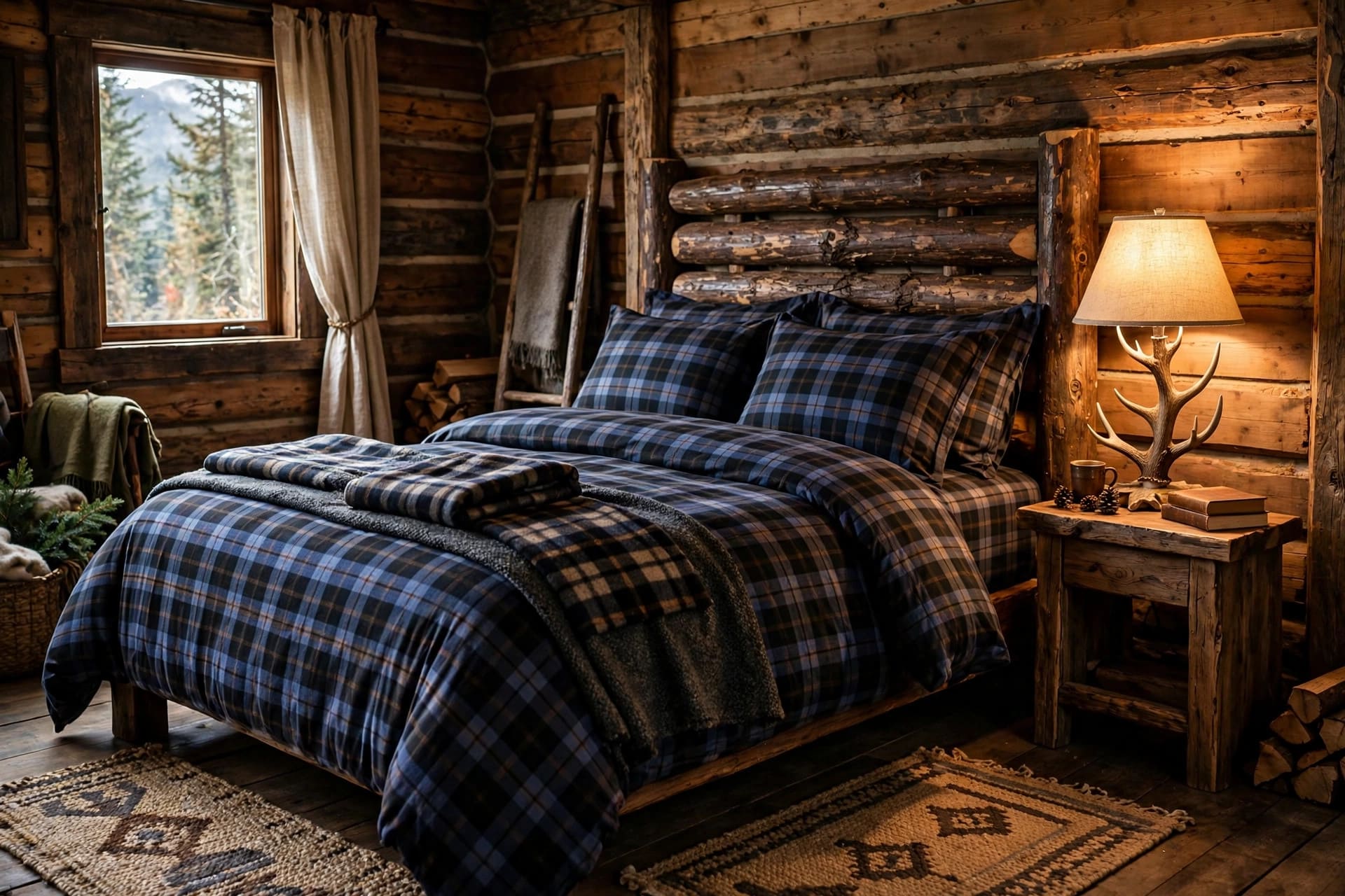 mens bedroom ideas: warm bedside lighting for reading and rest