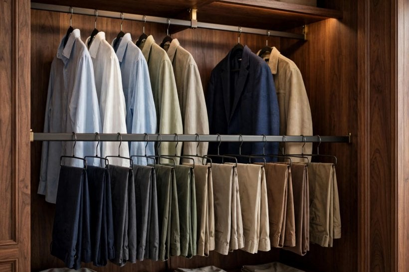 mens small closet: measuring a reach-in closet before fitting rails and shelves