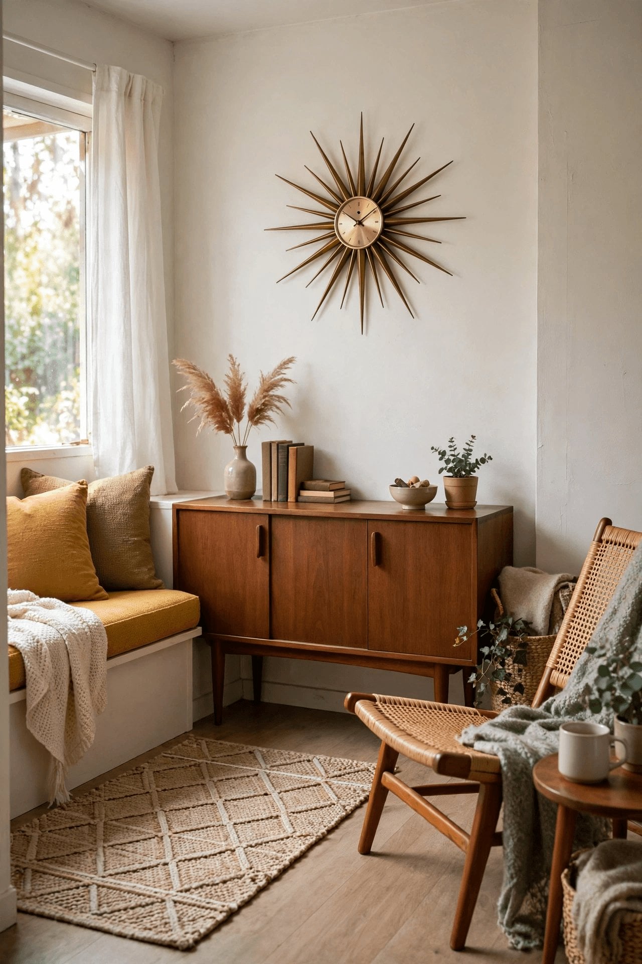 mid century tiny house interior