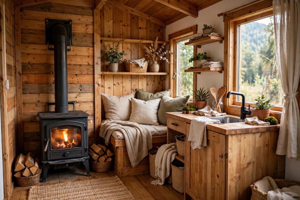 mini split vs wood stove tiny house