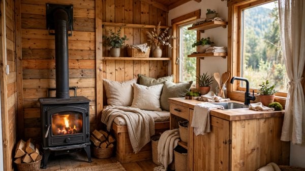 mini split vs wood stove tiny house