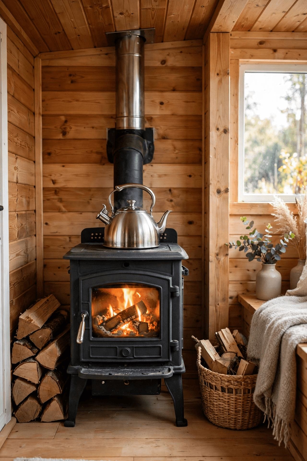 mini split vs wood stove tiny house