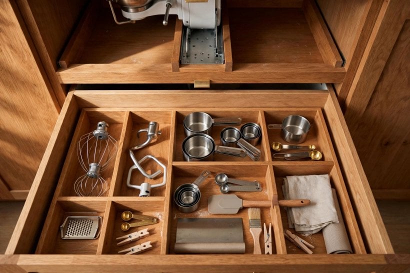 kitchenaid mixer cabinet lift with drawer: checking stability with the mixer raised