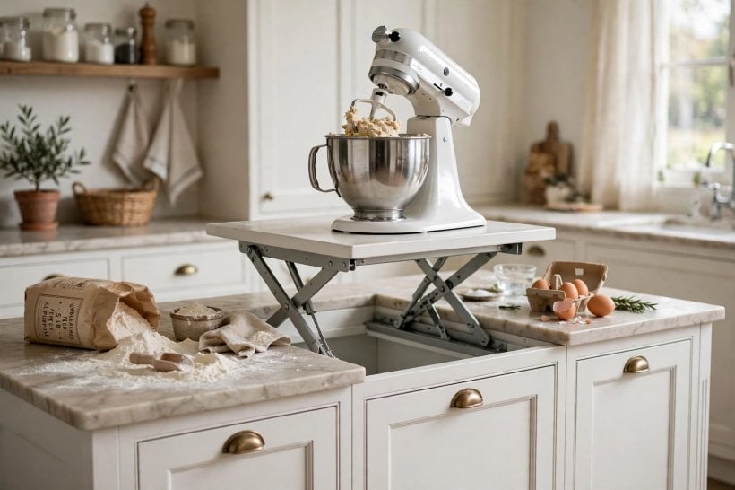 kitchenaid mixer cabinet lift with drawer: fitting the lift mechanism inside the cabinet