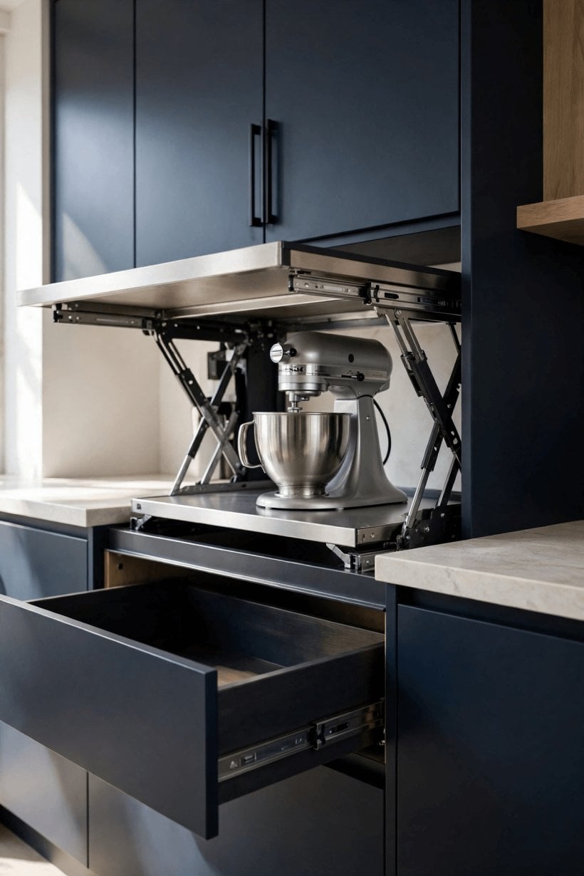kitchenaid mixer cabinet lift with drawer