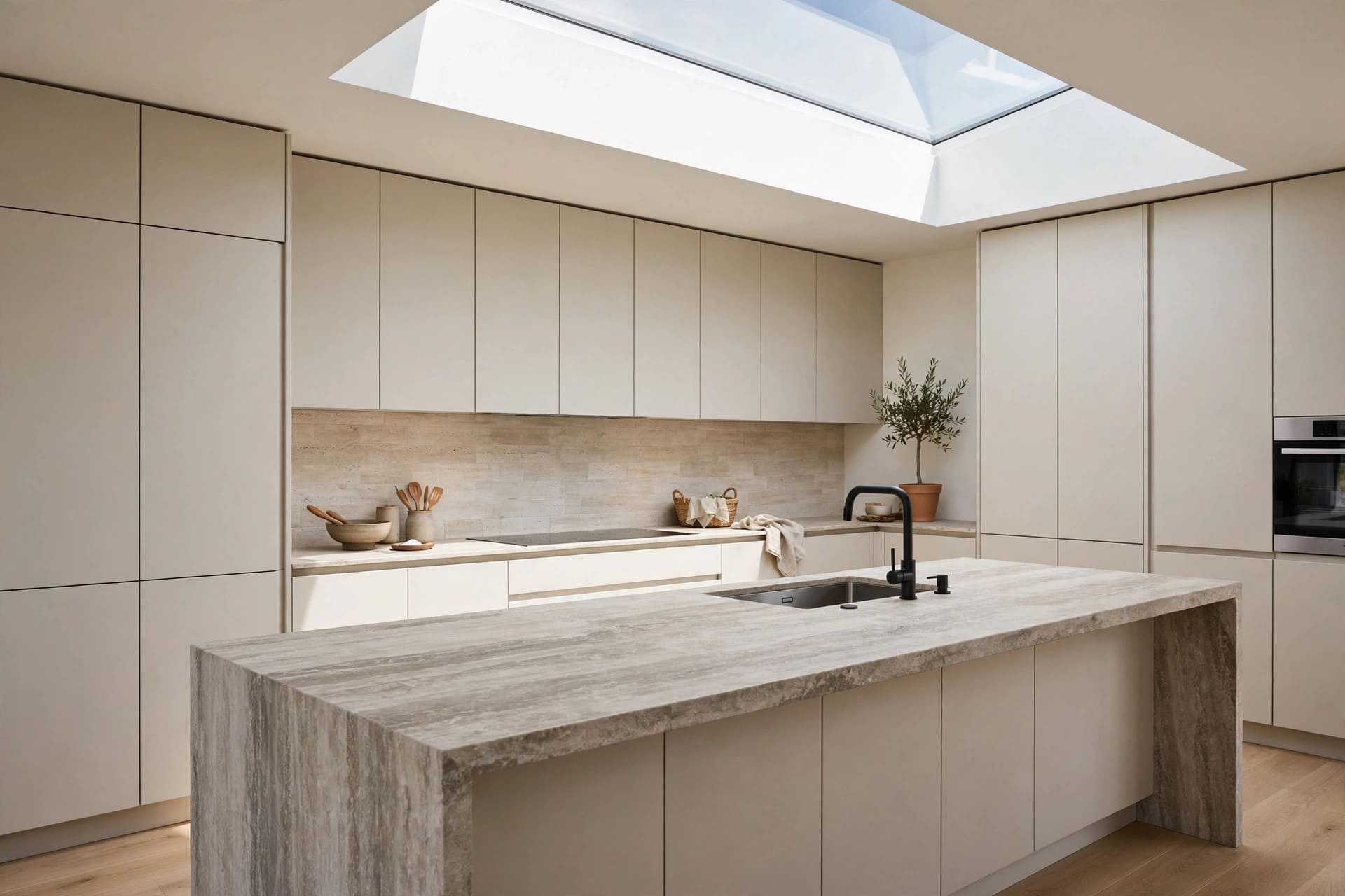 modern house: open-plan living space with full-height glazing