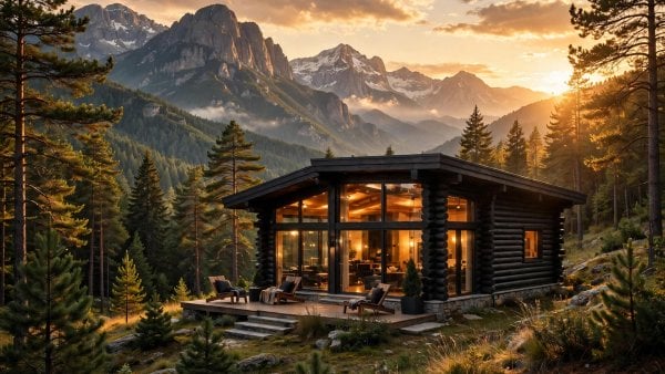 modern log cabin