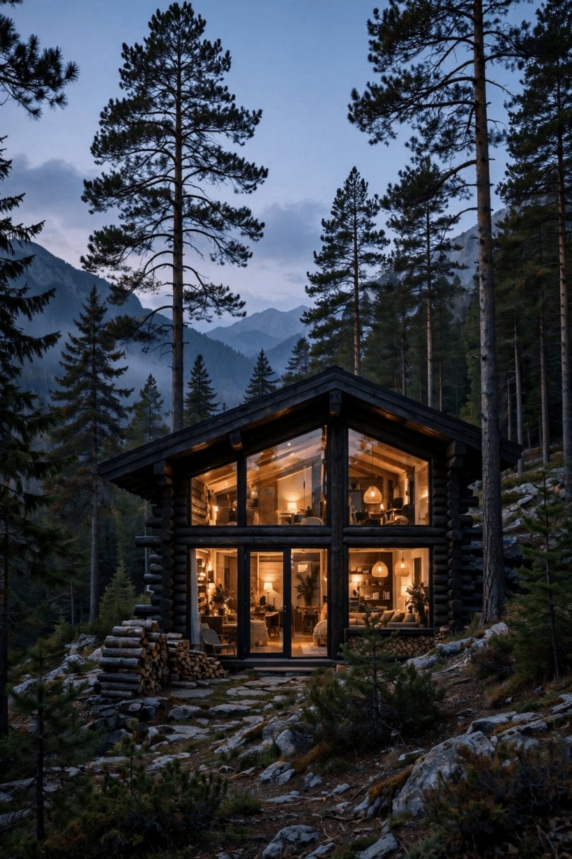 modern log cabin