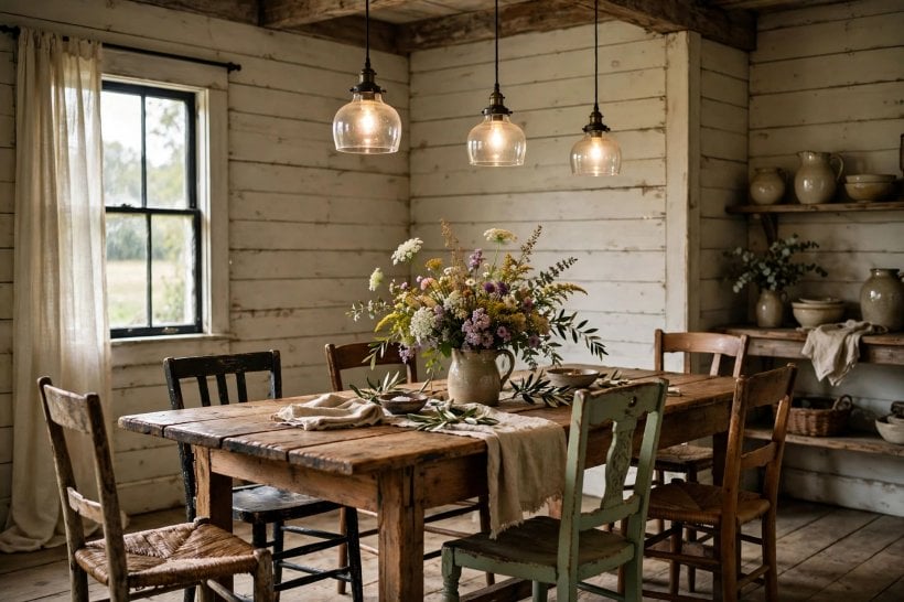 old farmhouse: a clawfoot tub with beadboard walls