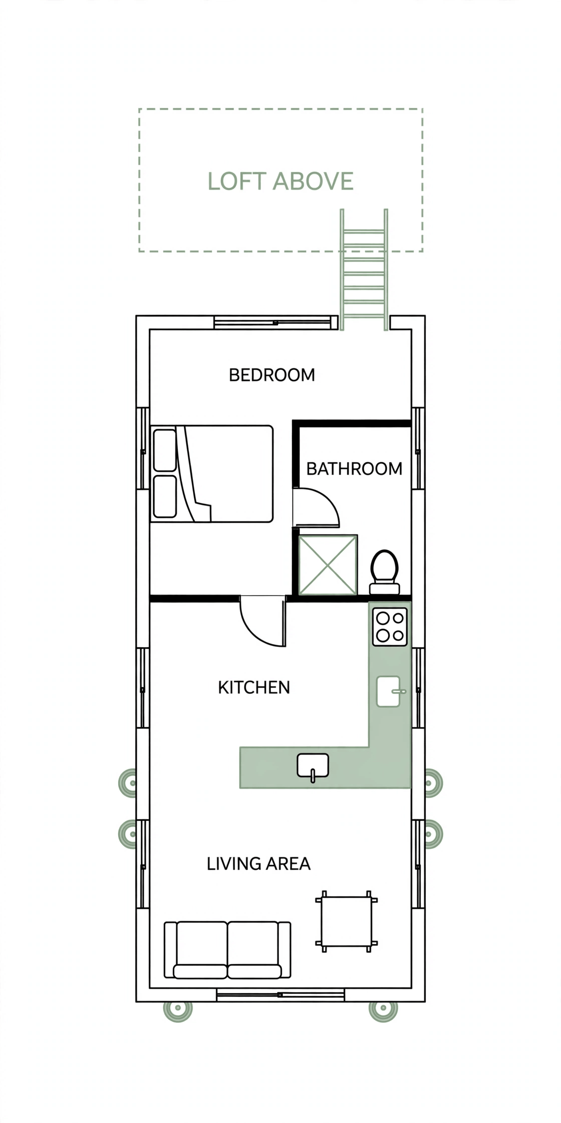 one bedroom tiny house floor plans