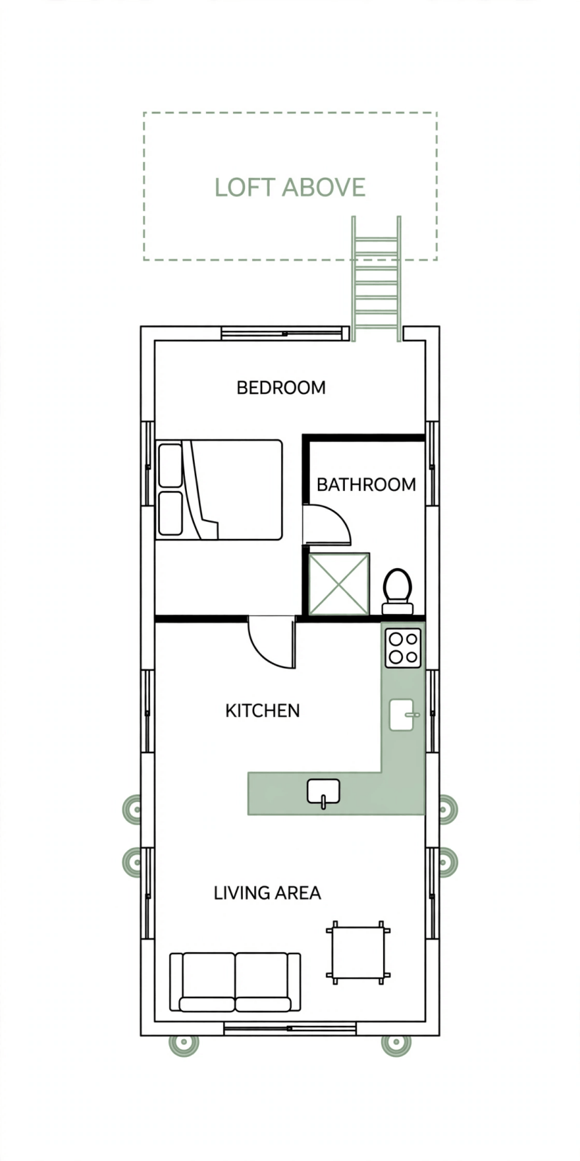 one bedroom tiny house floor plans