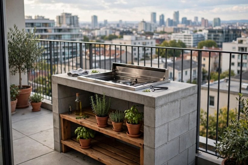 built in outdoor grills designs: bar seating along a grill island