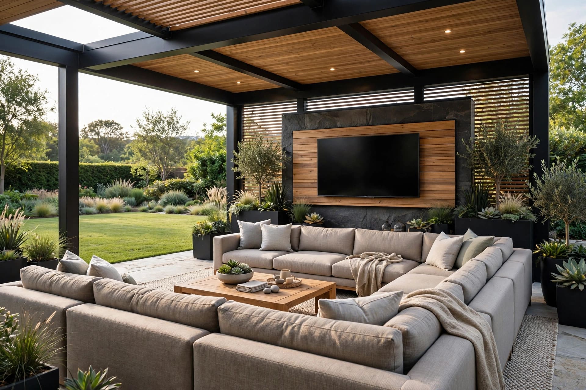 outdoor living spaces: planting and decor finishing touches example