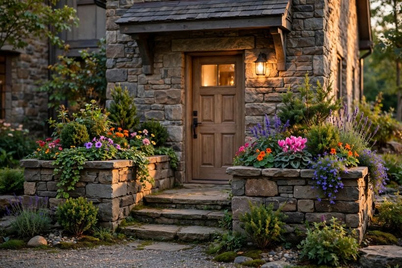planter box ideas: patio boxes framing an outdoor seating area