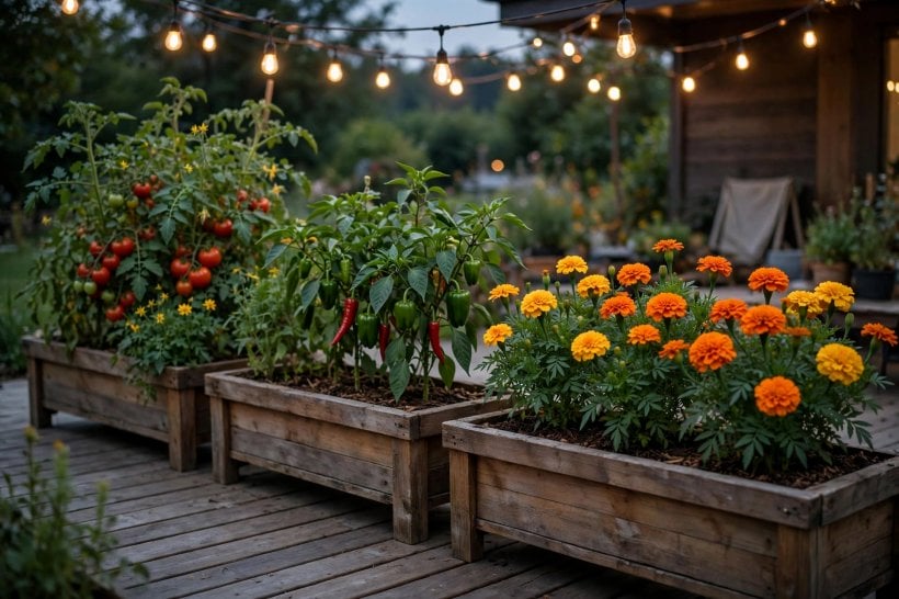 planter box ideas: painted boxes in soft green and white
