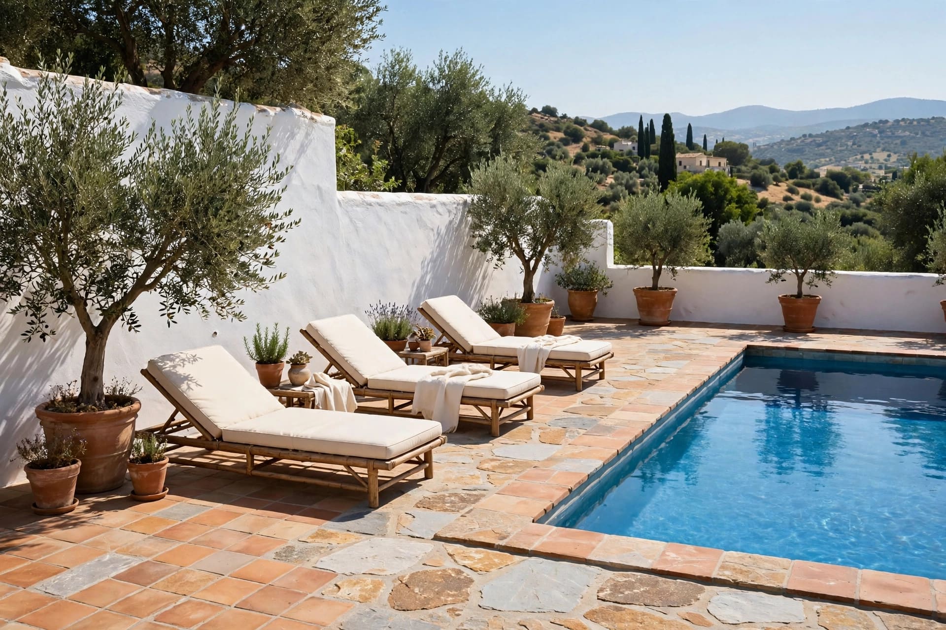pool deck ideas: pergola shade over an outdoor dining set