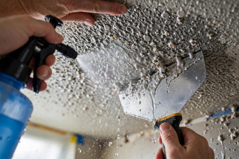 popcorn ceiling removal cost: smooth skimmed ceiling ready for priming and painting