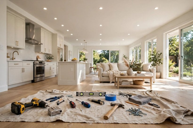 popcorn ceiling removal cost: finished smooth ceiling in a calm, freshly painted room