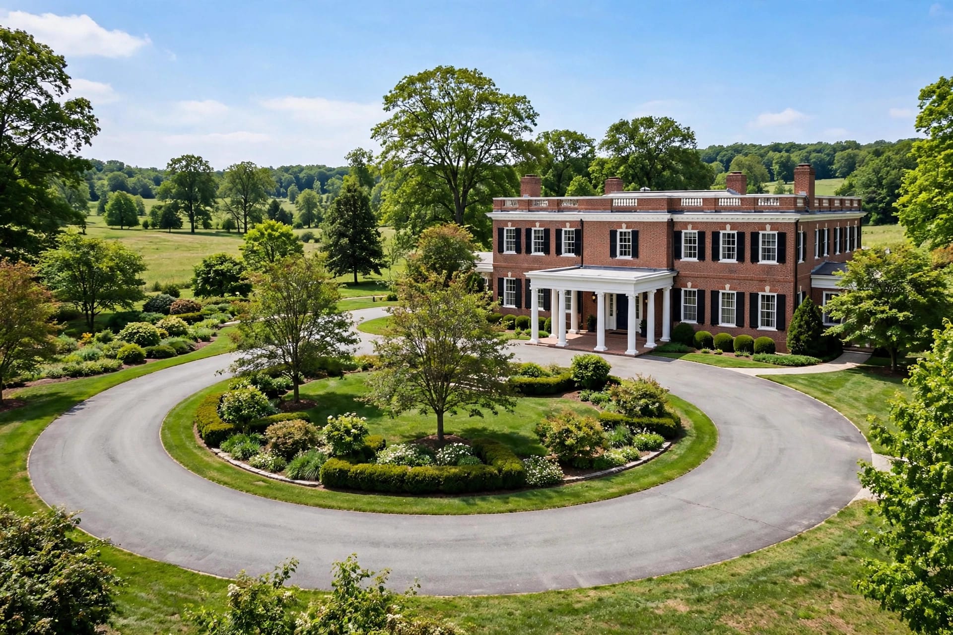porte cochere: wide drive-through bay with generous turning room