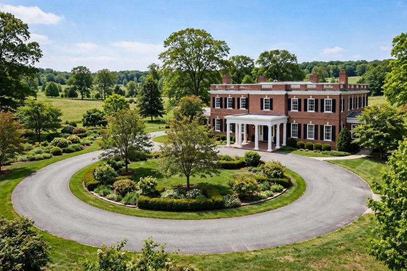 porte cochere: wide drive-through bay with generous turning room