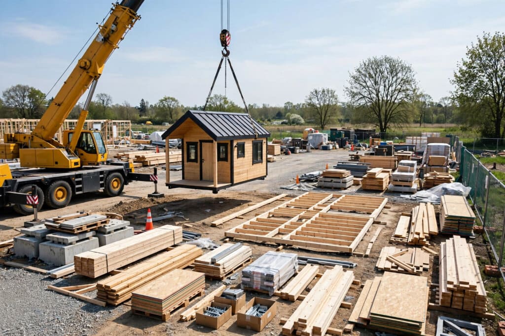 prefab vs kit tiny house finished prefab home and flat pack kit compared